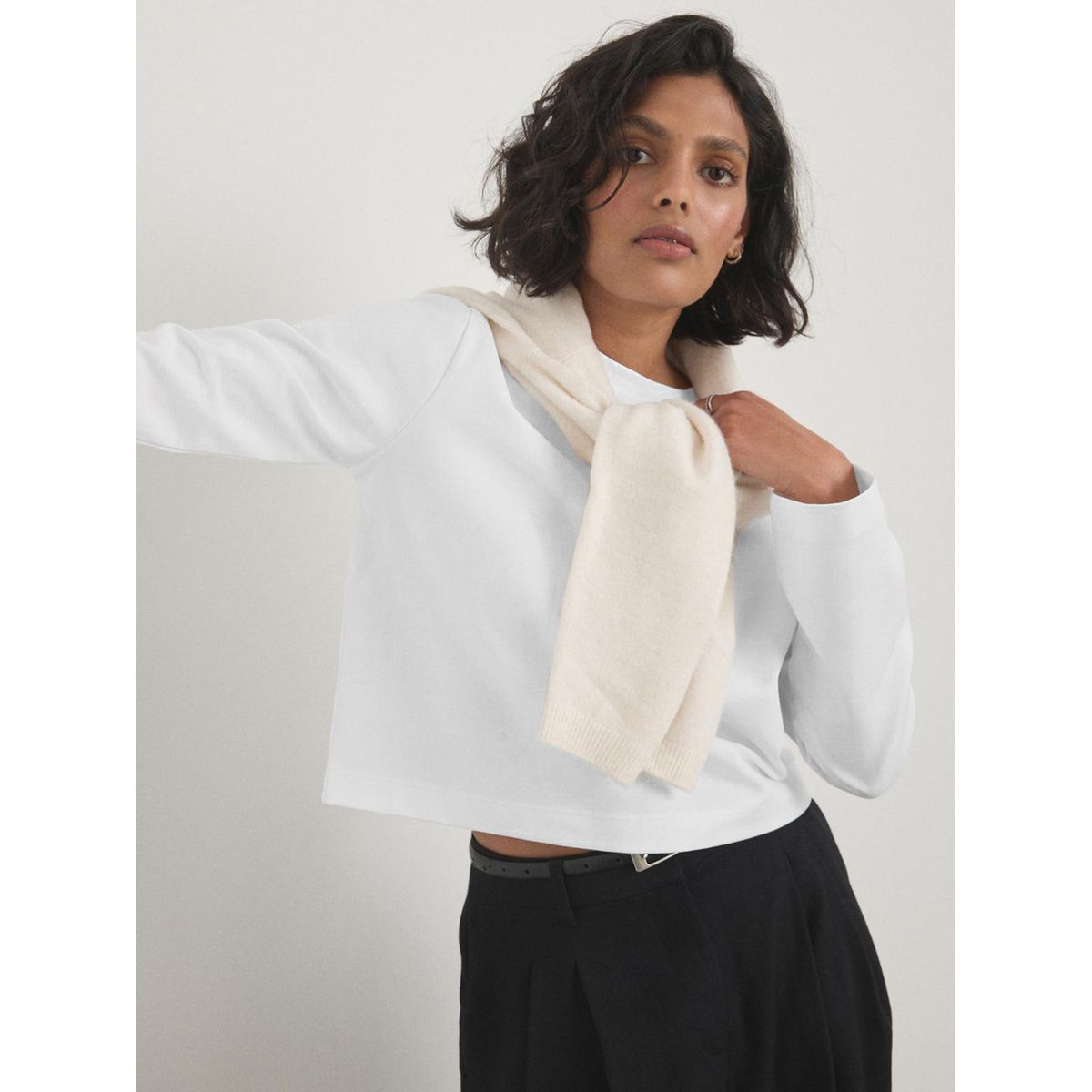 T-shirt court droit en tissu épais blanc, NEXT