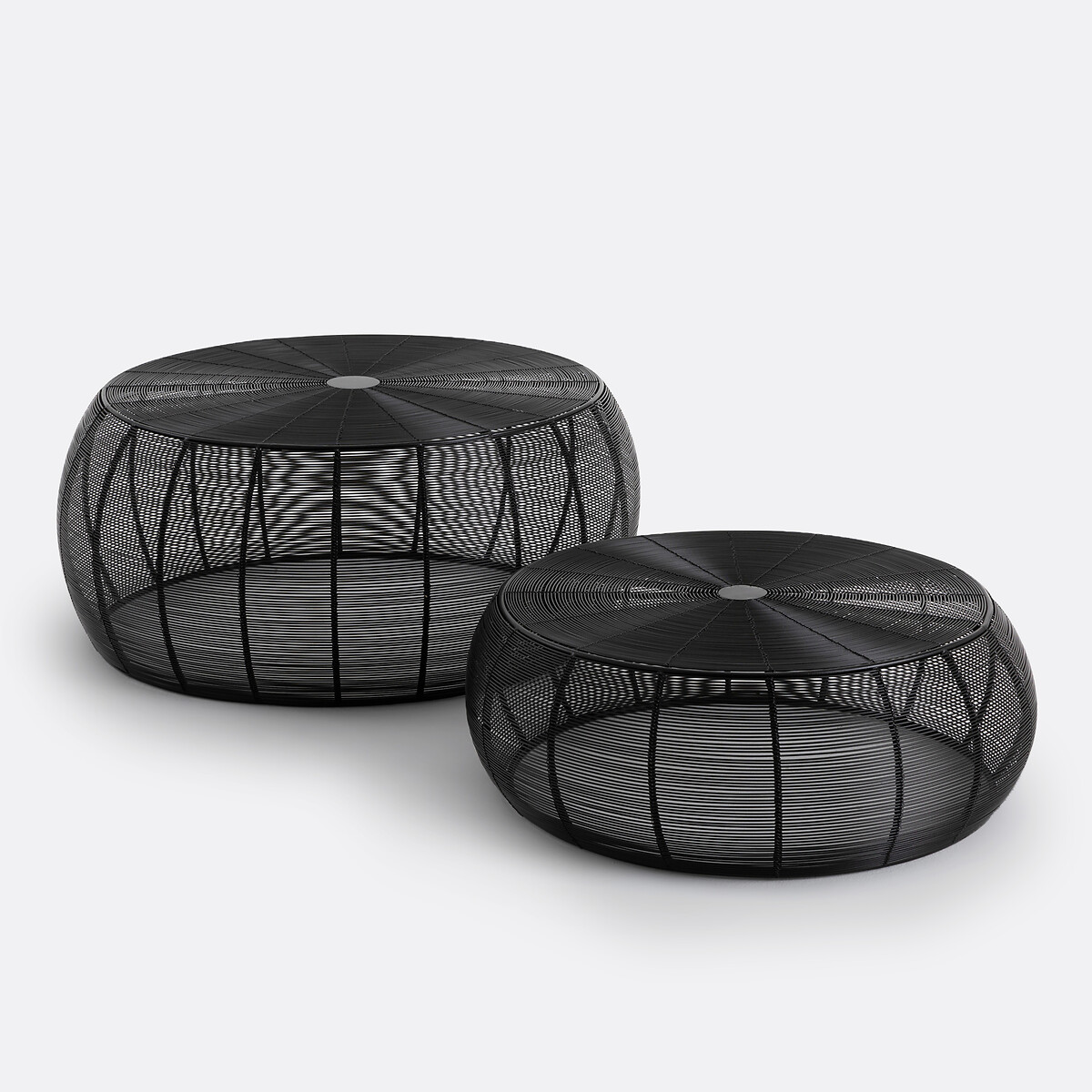 Lot de 2 tables basses rondes acier filaire Bangor noir, LA REDOUTE INTERIEURS