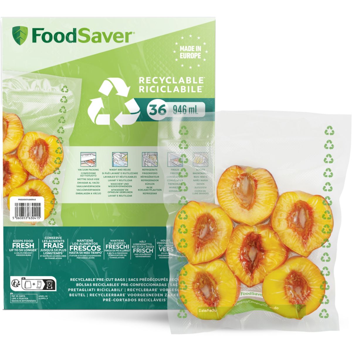 Sac sous vide FSBE4802X01 35 sacs 0.94l couleur unique, FOODSAVER