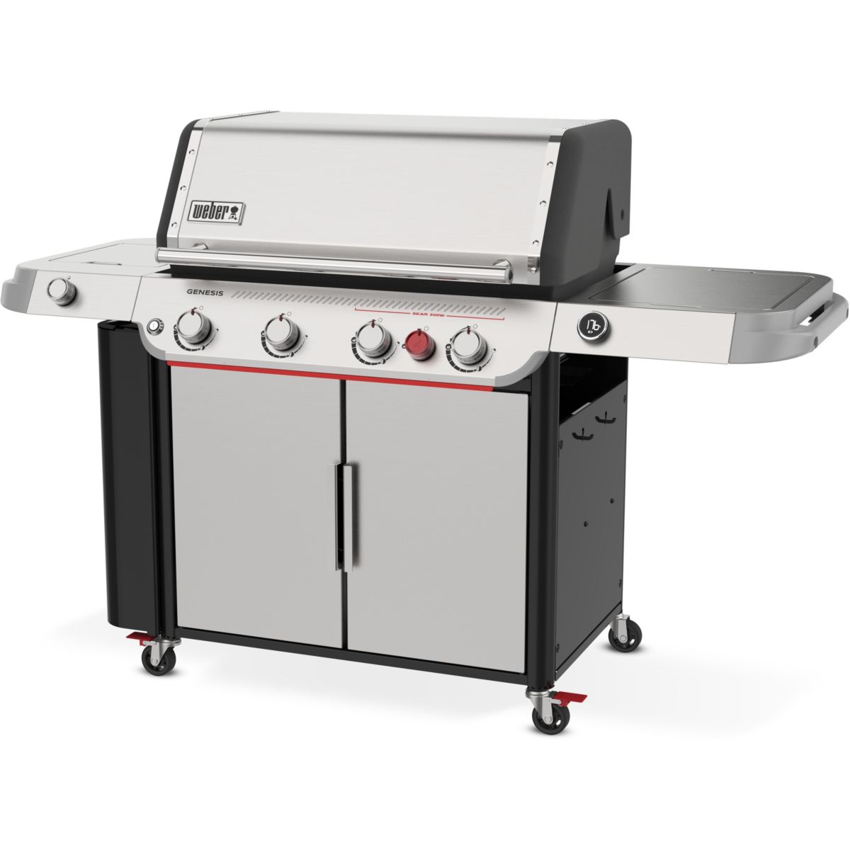 Barbecue gaz Genesis SP-435 4 brûleurs réchaud latéral thermomètre digital sur chariot, 86x48 cm couleur unique, WEBER