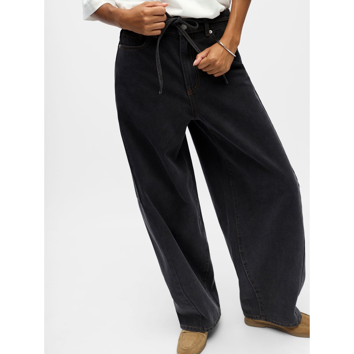 Jeans Barrel black denim, OBJECT
