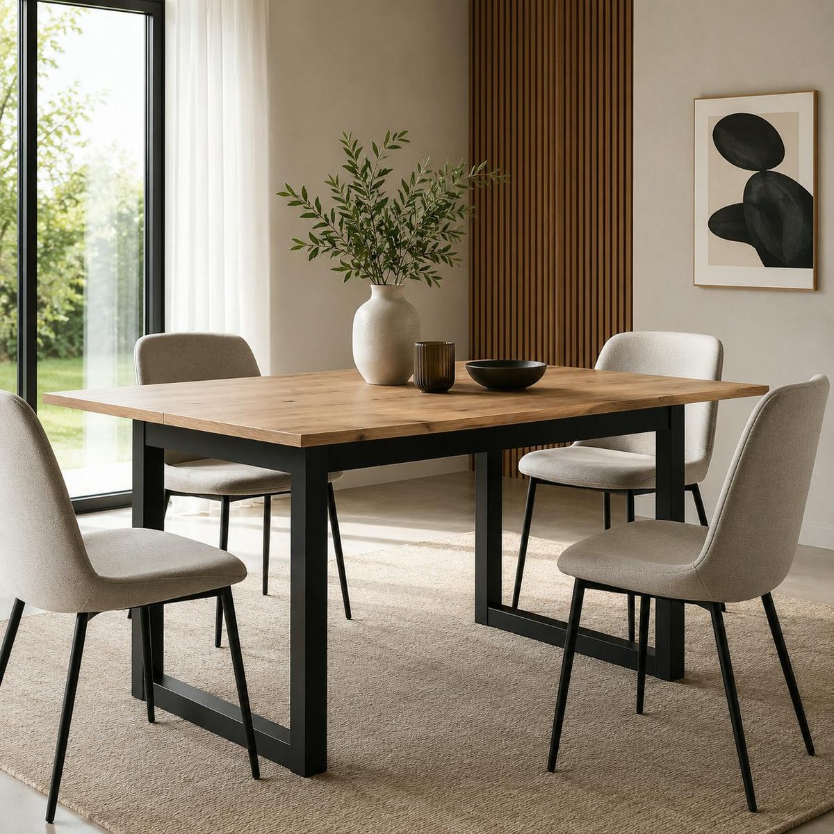 Table à manger extensible effet chêne 120-160 cm ALVA bois naturel, PIER IMPORT