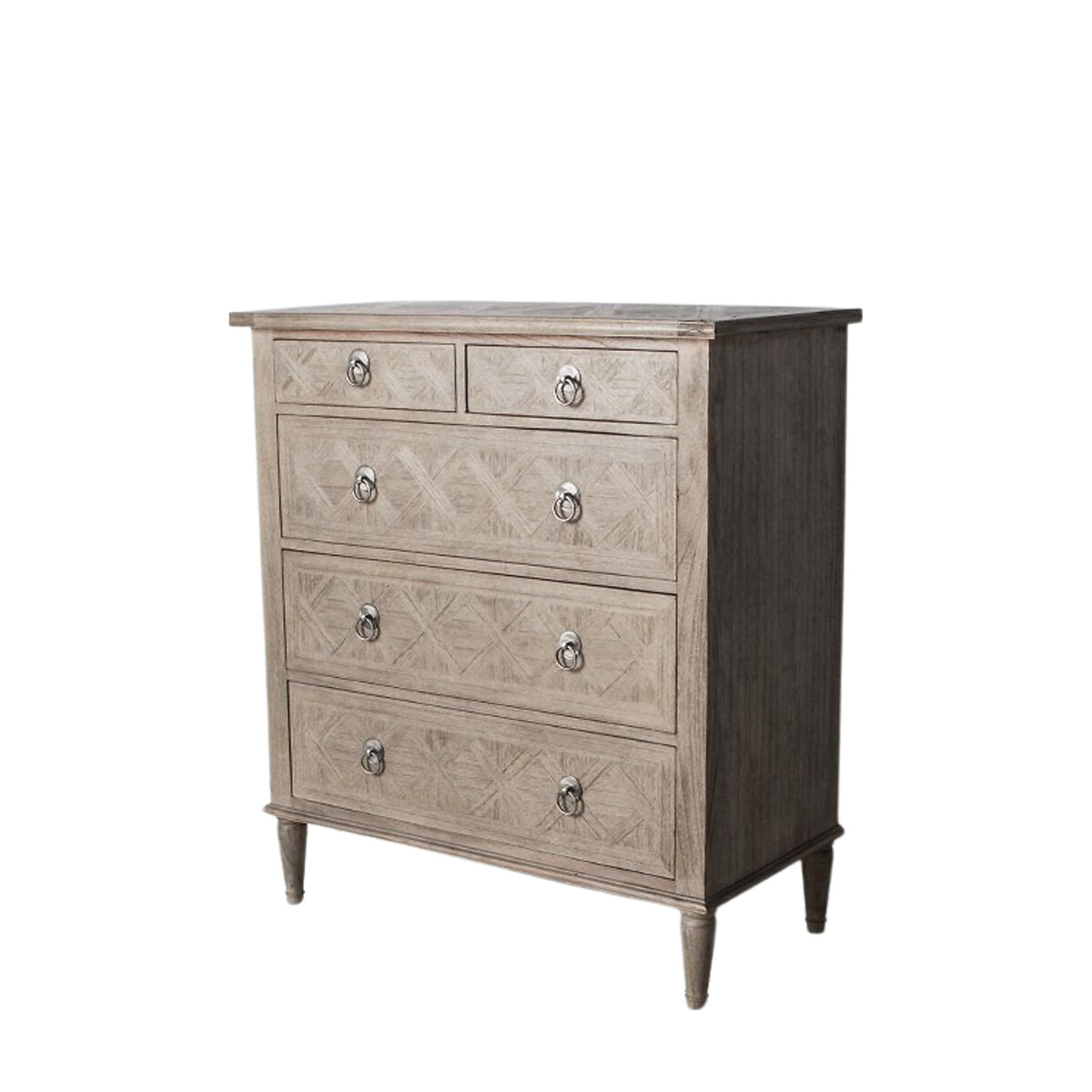 Nashik Ash Wood Parquet 5 Drawer Chest natural, ÉDITÉ