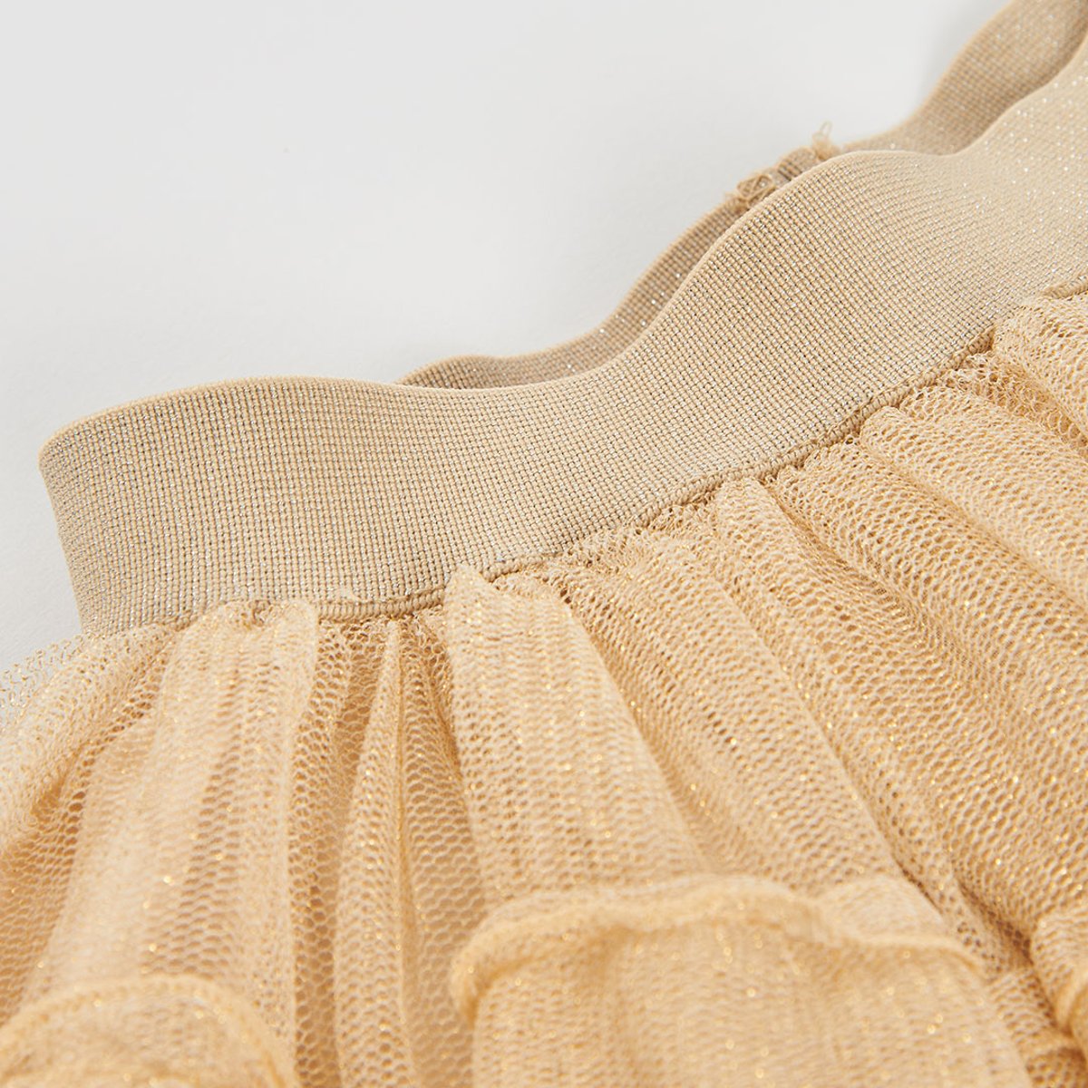 Jupe en tulle à volants beige, BOBOLI