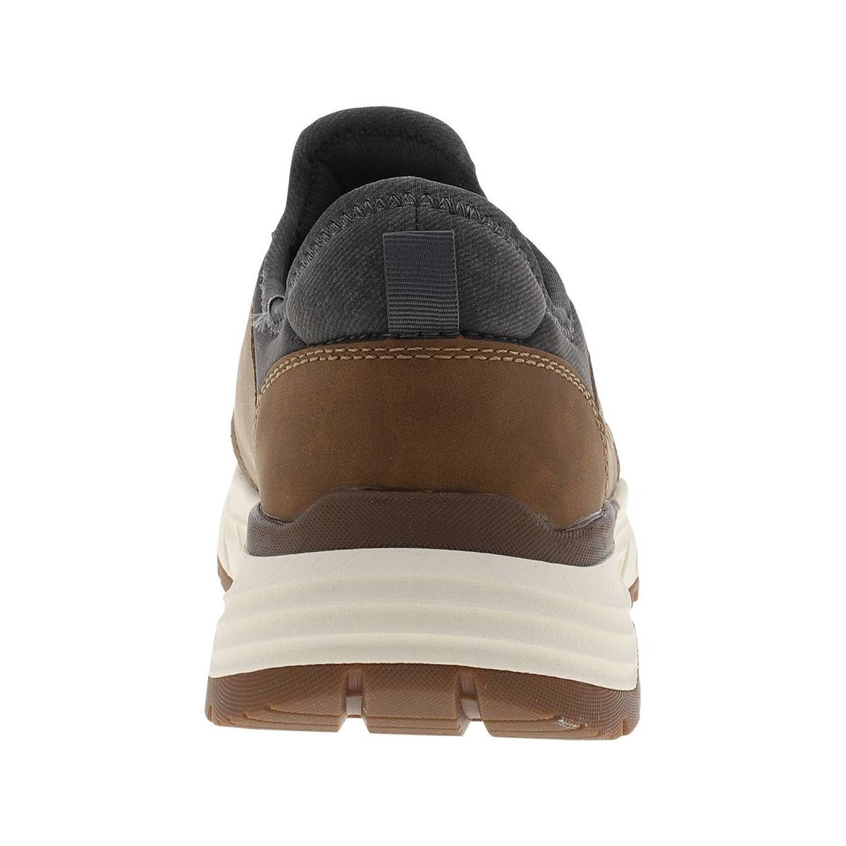 Sneakers taupe à talon plat et à slip-on avec des lacets décoratifs beige, RIEKER
