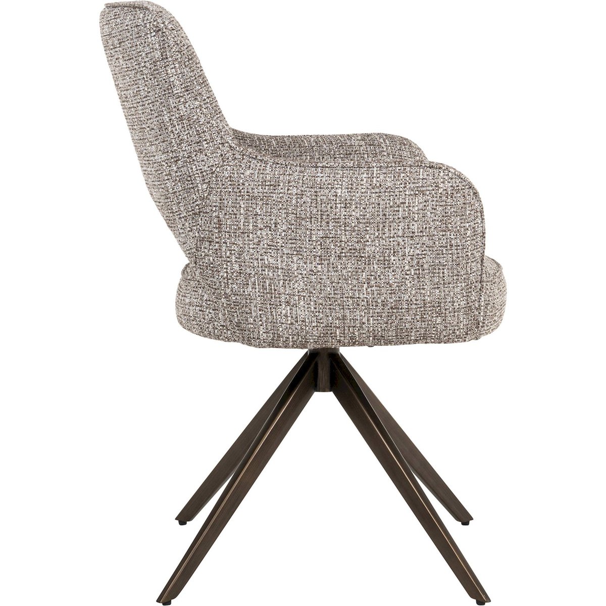 Chaise pivotante en tissu avec accoudoirs tweed terre chaleureux, RECOLLECTION