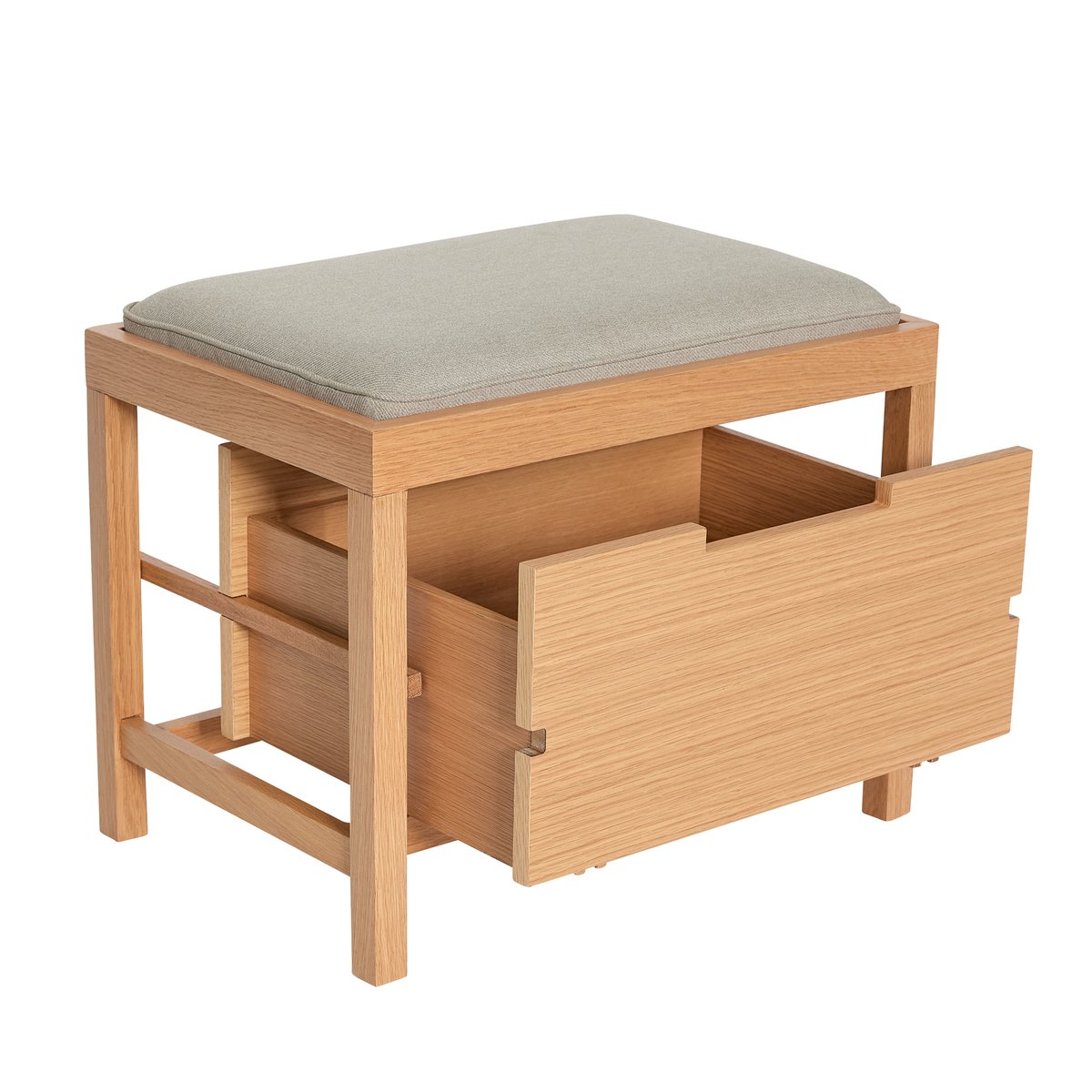 Banc en placage de chêne, bois de chêne et polyester BIFI. sable/naturel, HUBSCH