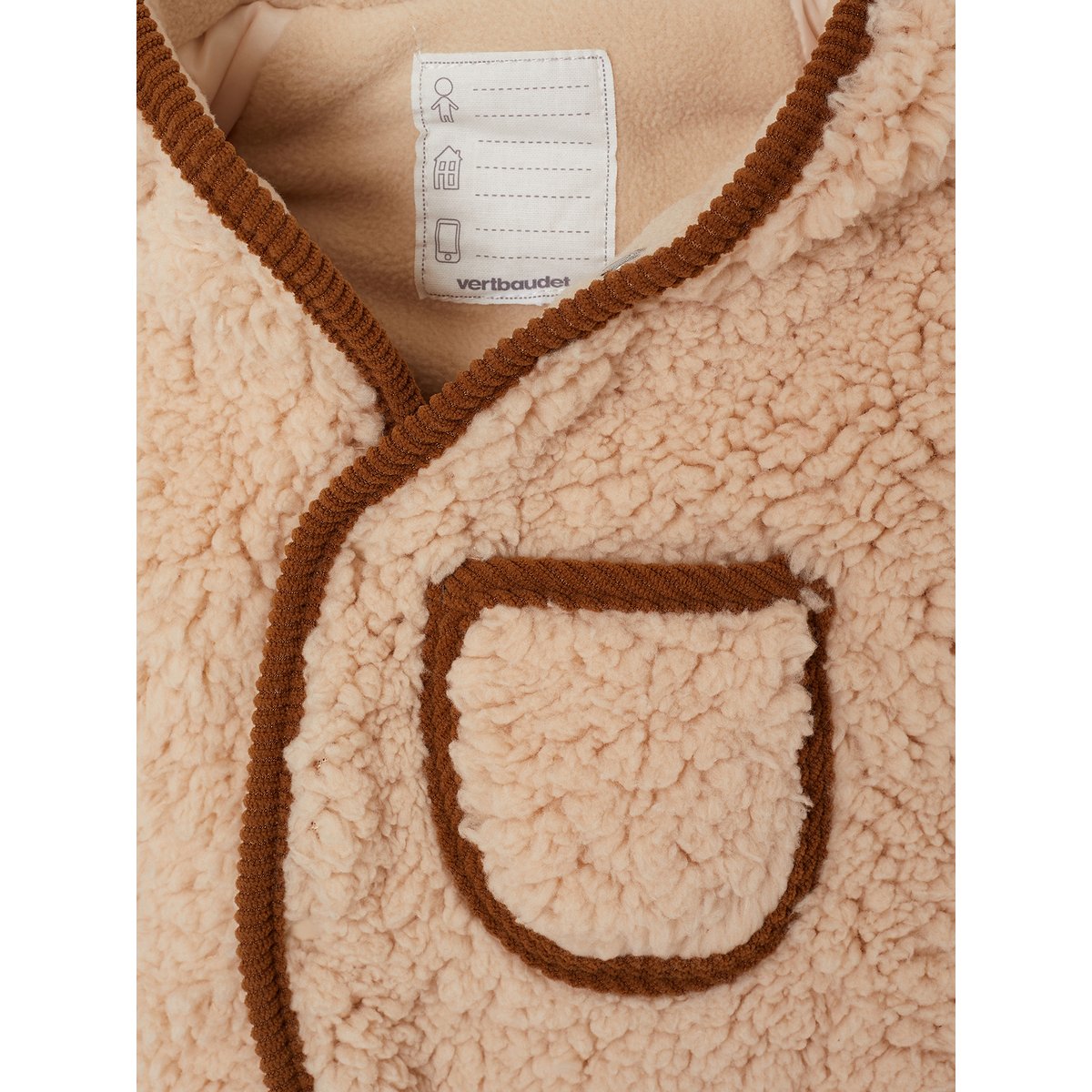 Combipilote naissance avec capuche sable, VERTBAUDET