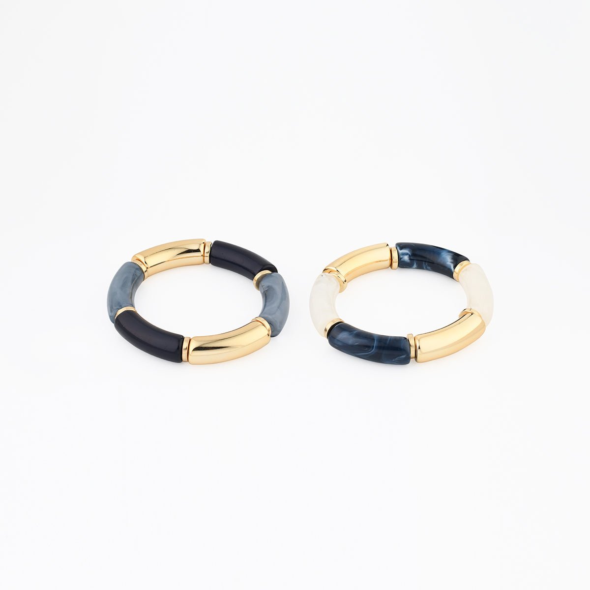 Set de 2 bracelets en résine bleu et doré bleu, BALABOOSTE