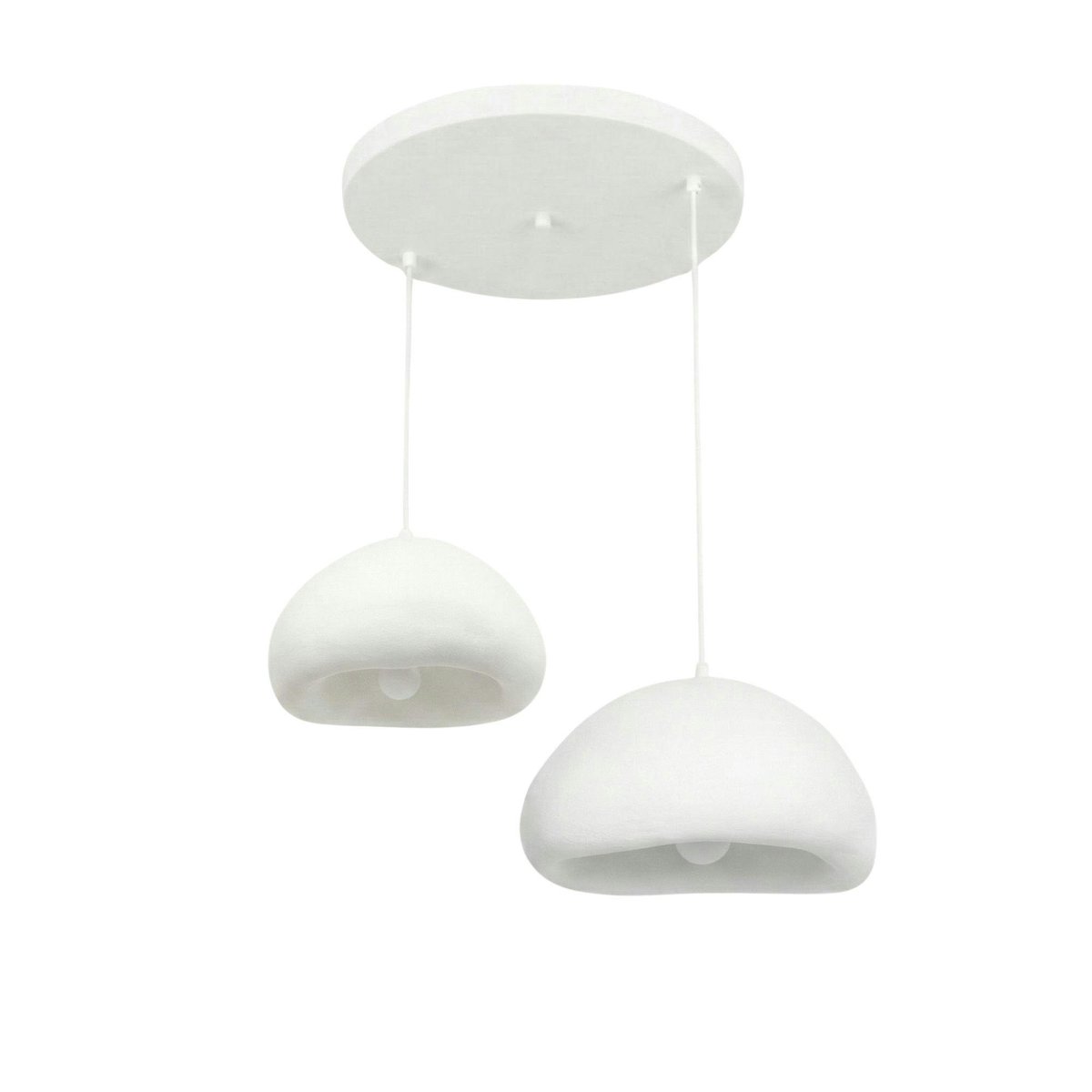 Suspension blanche design wabi-sabi 2 abat-jour NOXIS blanc, PIER IMPORT