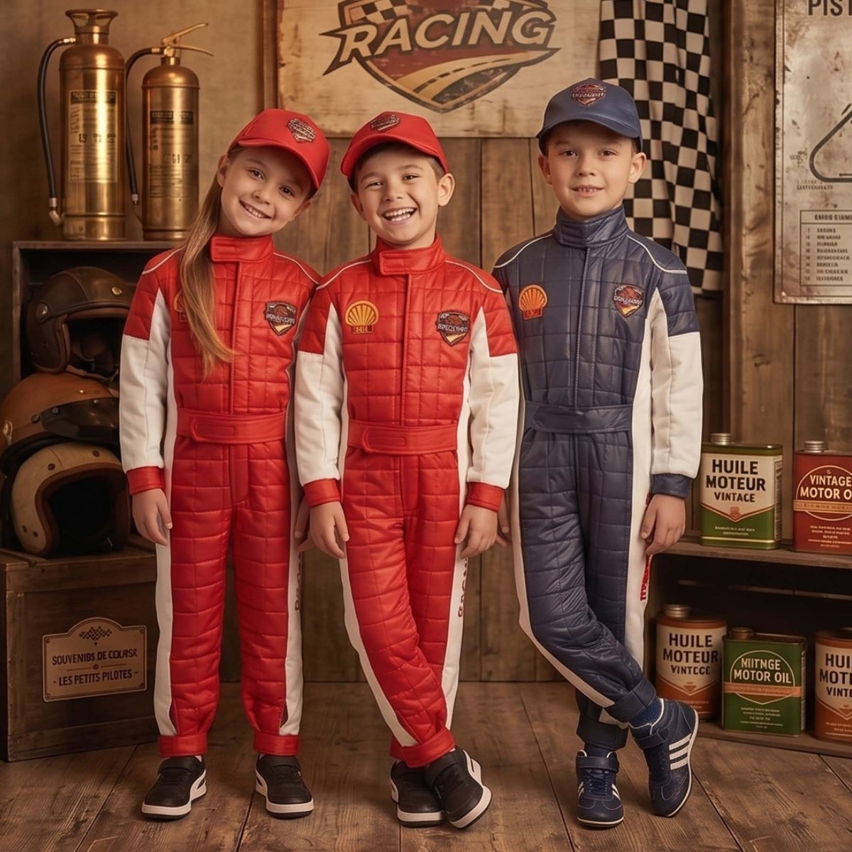 Déguisement enfant pilote de course avec casquette rouge, SEVIRA KIDS
