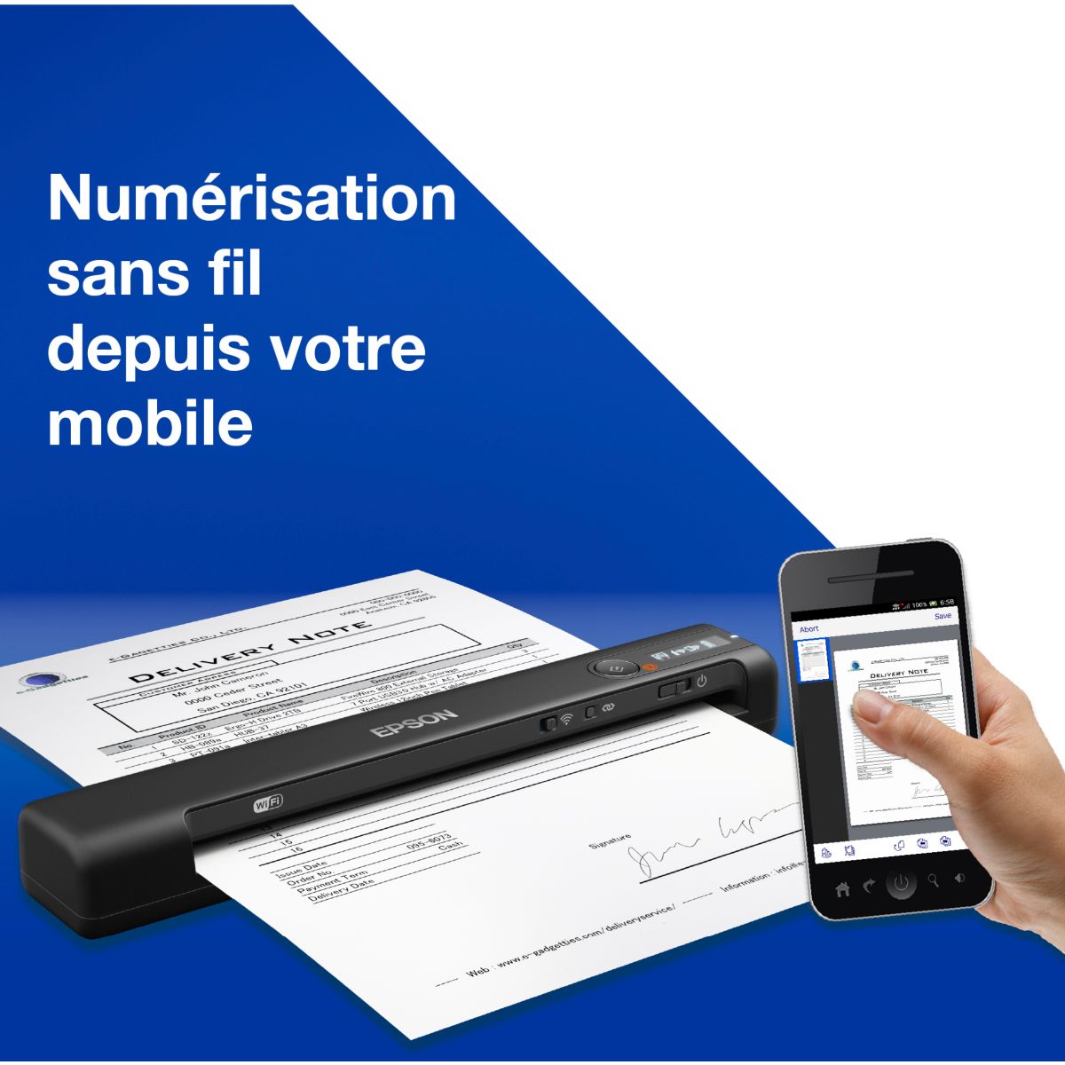 Scanner WorkForce ES-60W couleur unique, EPSON