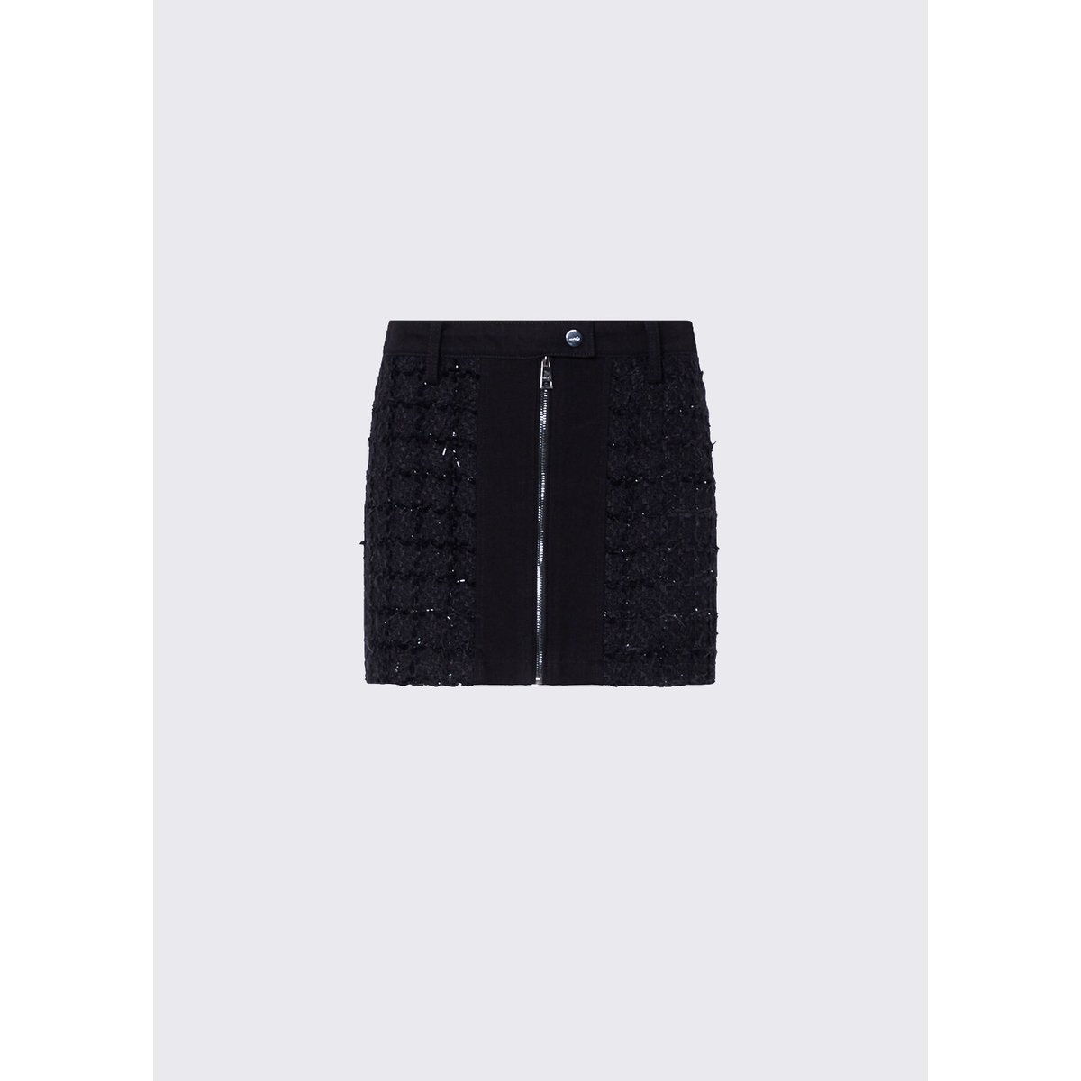 Mini-jupe en bouclé avec zip noir, LIU JO
