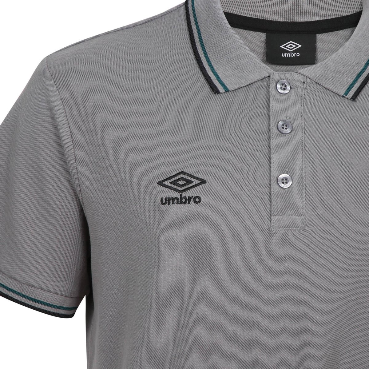 Polo piqué de coton gris/noir/vert, UMBRO