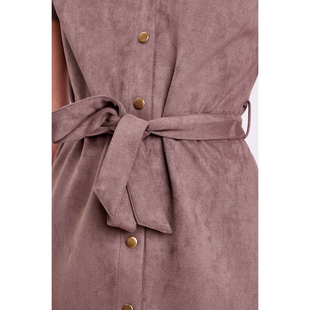 Robe droite ceinturée suédine taupe, CACHE CACHE