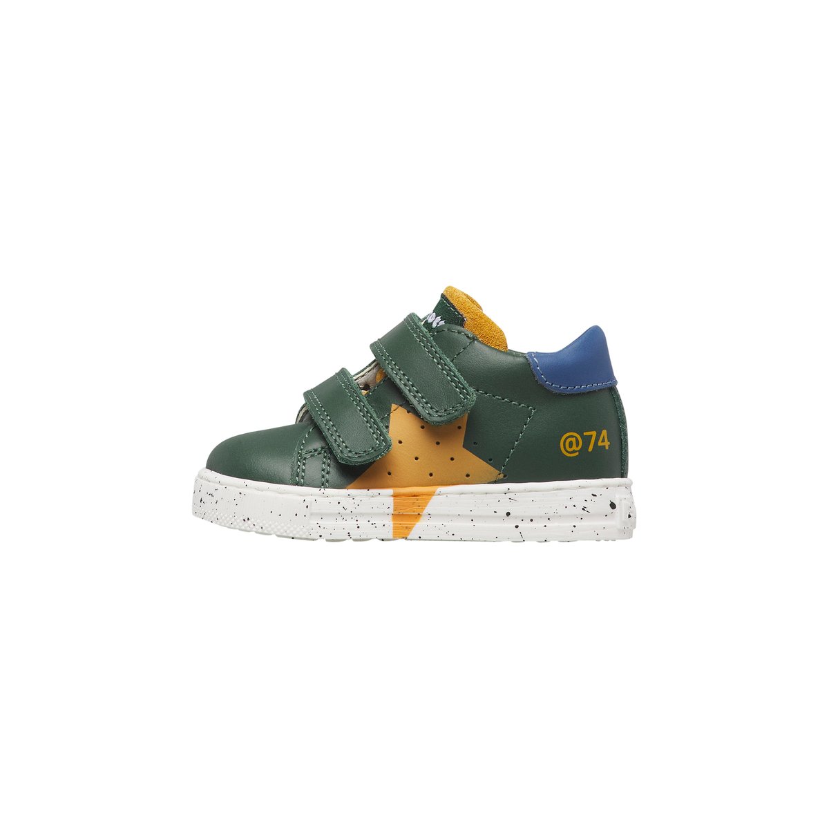 Baskets en cuir et suède SALAZAR 3 VL vert-bleu ciel-citrouille, FALCOTTO