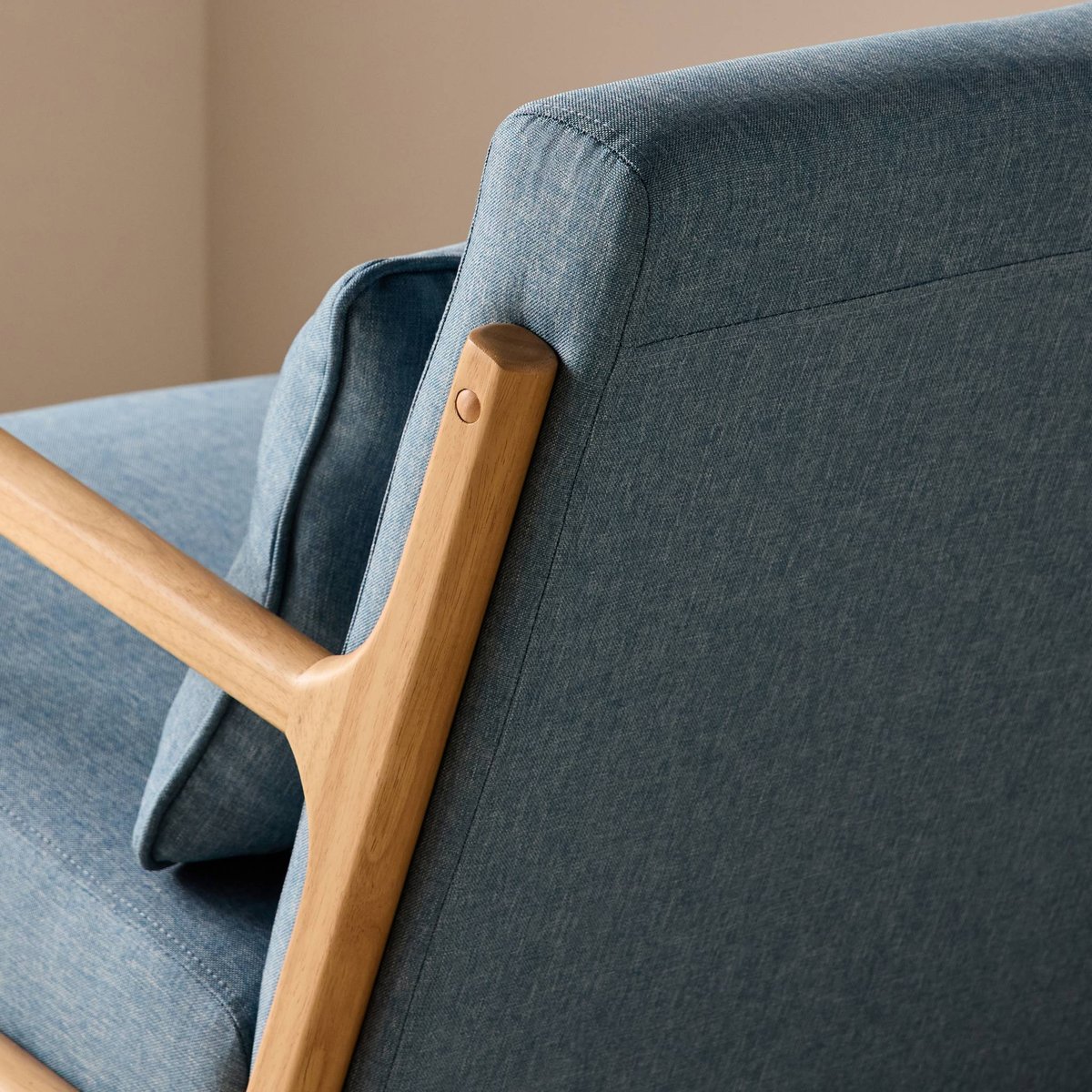 Rocking chair scandinave bois d'hévéa et tissu LORENS gris foncé, SWEEEK