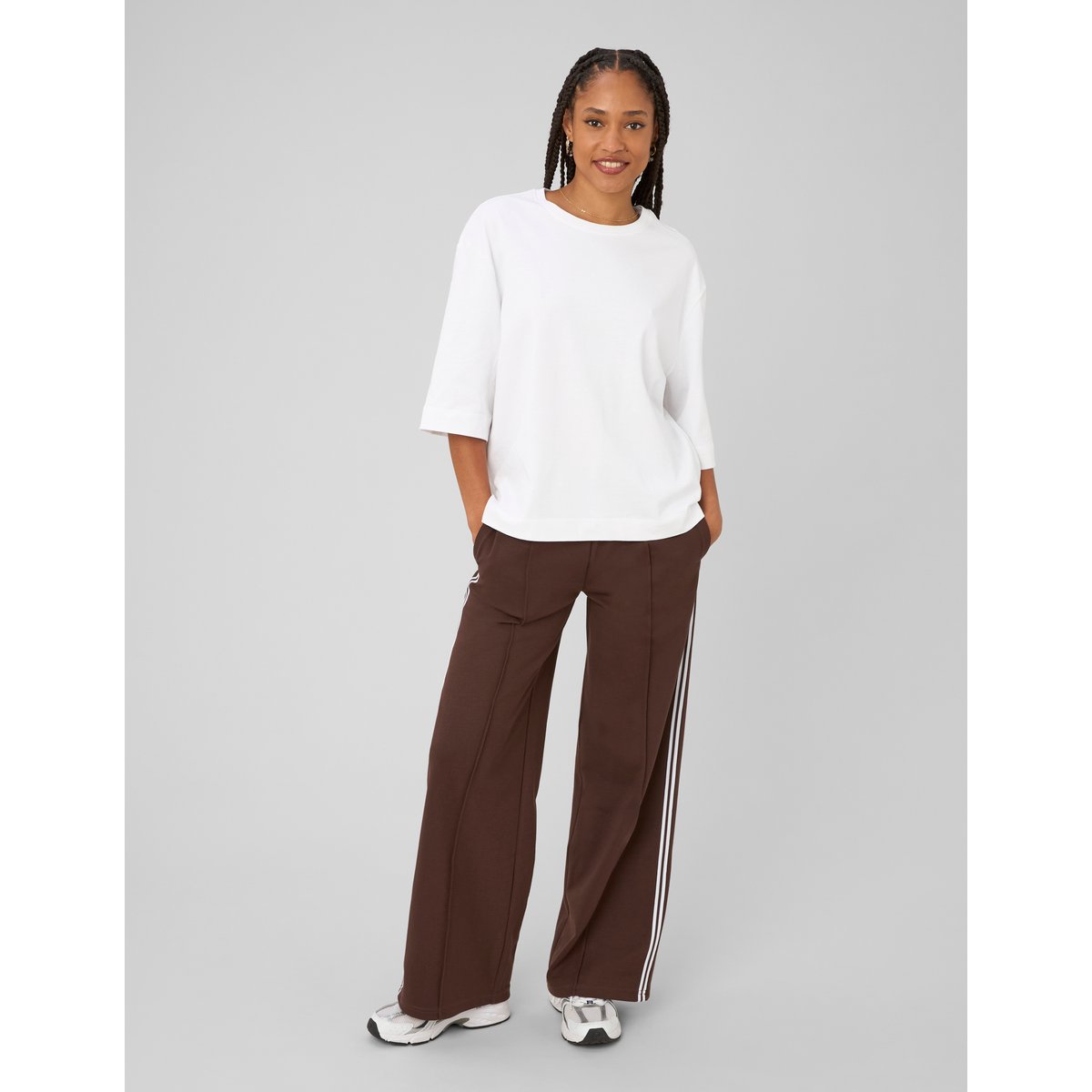 Pantalon jogging à bandes marron foncée, BZB
