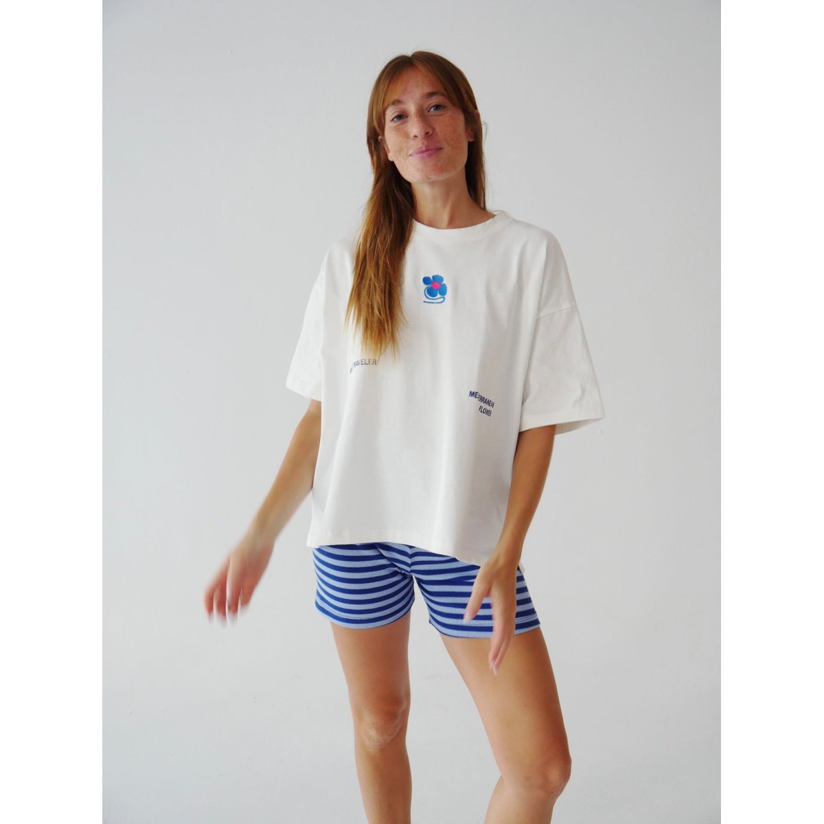 T-shirt imprimé dos MEDITERRANEAN FLOWER blanc, MINDTRAVELER