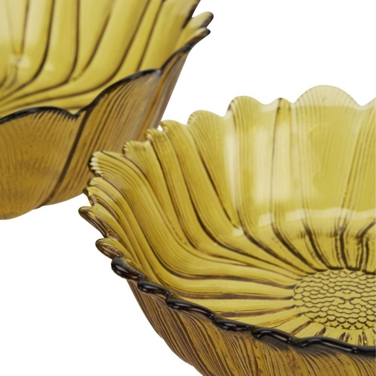 Bols verre forme tournesol set de 2 jaune moutarde, MADAM STOLTZ