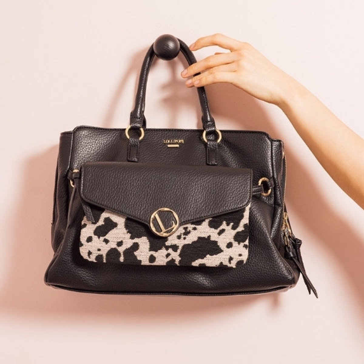 Grand sac shopper Tim noir,doré, LOLLIPOPS