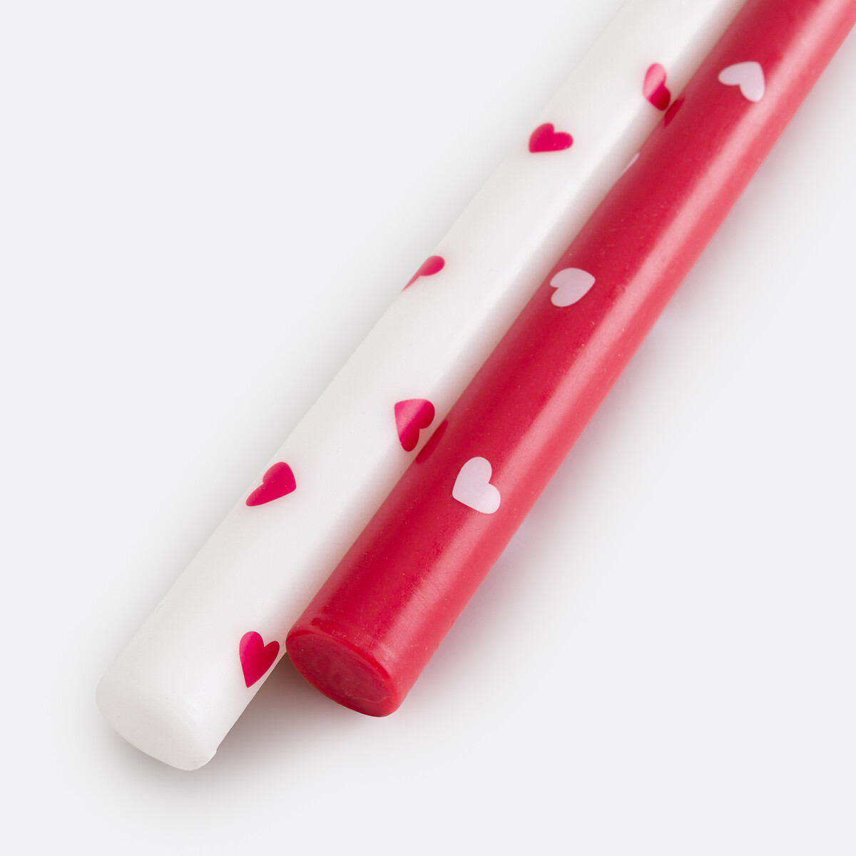 Lot de 2 bougies imprimées cœur, SCACCO rouge/blanc, LA REDOUTE INTERIEURS