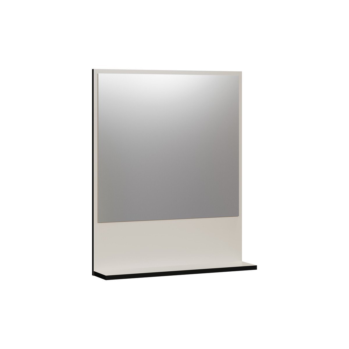 Miroir mural avec 1 tablette L60 cm - PUREBLISS kashmir gris perle et noir mat, CALICOSY