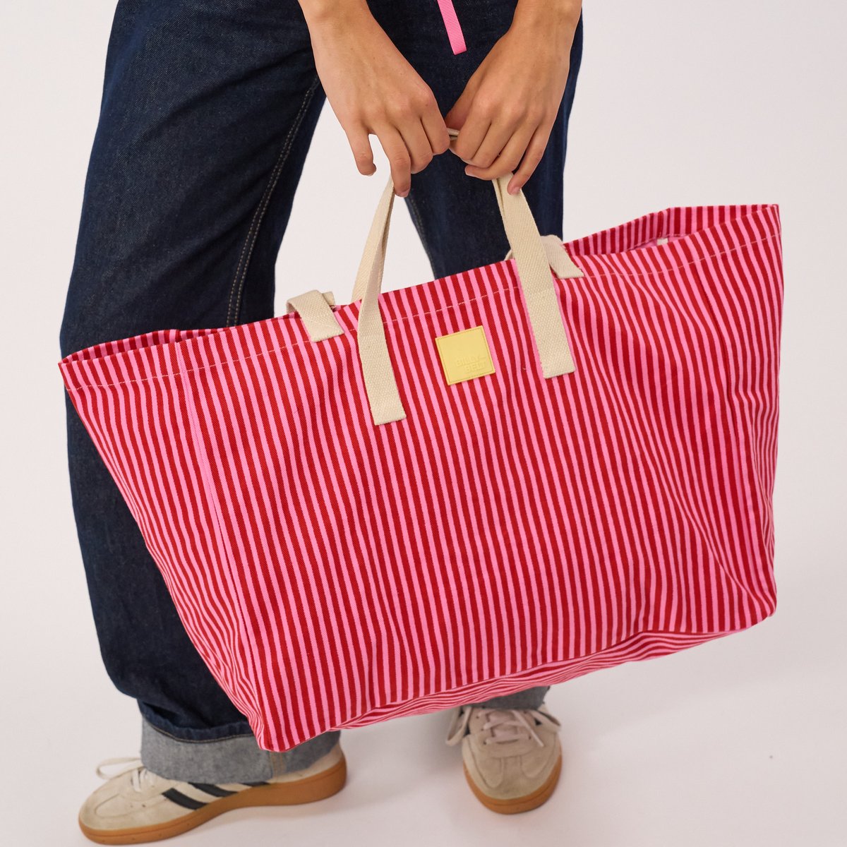 Sac cabas en coton biologique rouge et rose, BILLYBELT