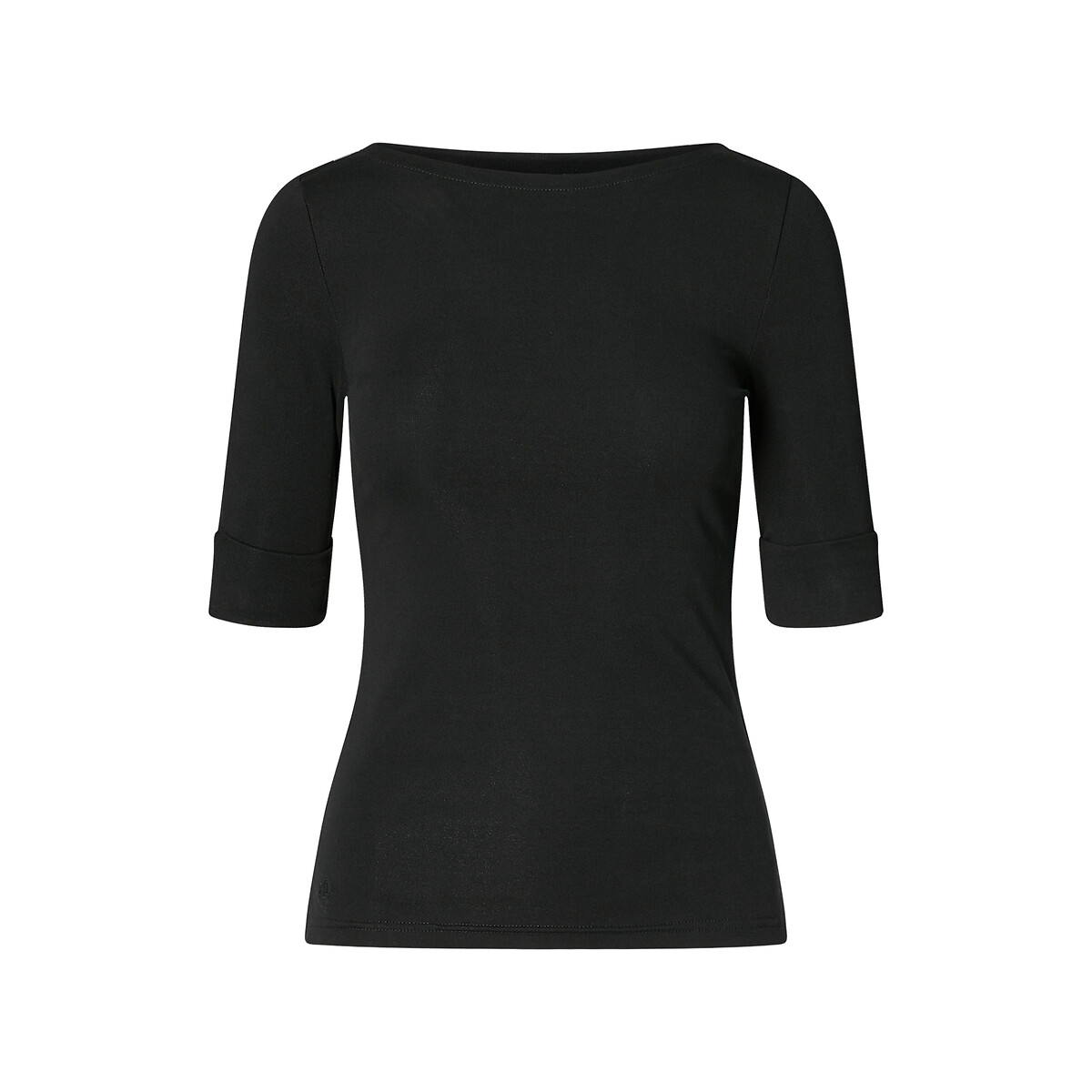 Tee shirt col bateau à manches courtes noir, LAUREN RALPH LAUREN