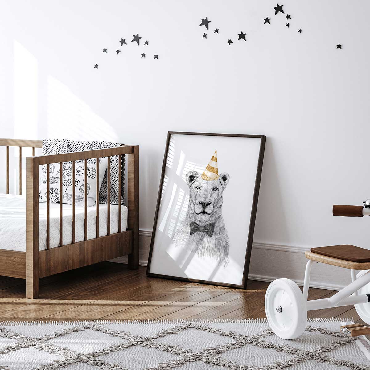Affiche enfant lionne en fête affiche seule, HEXOA