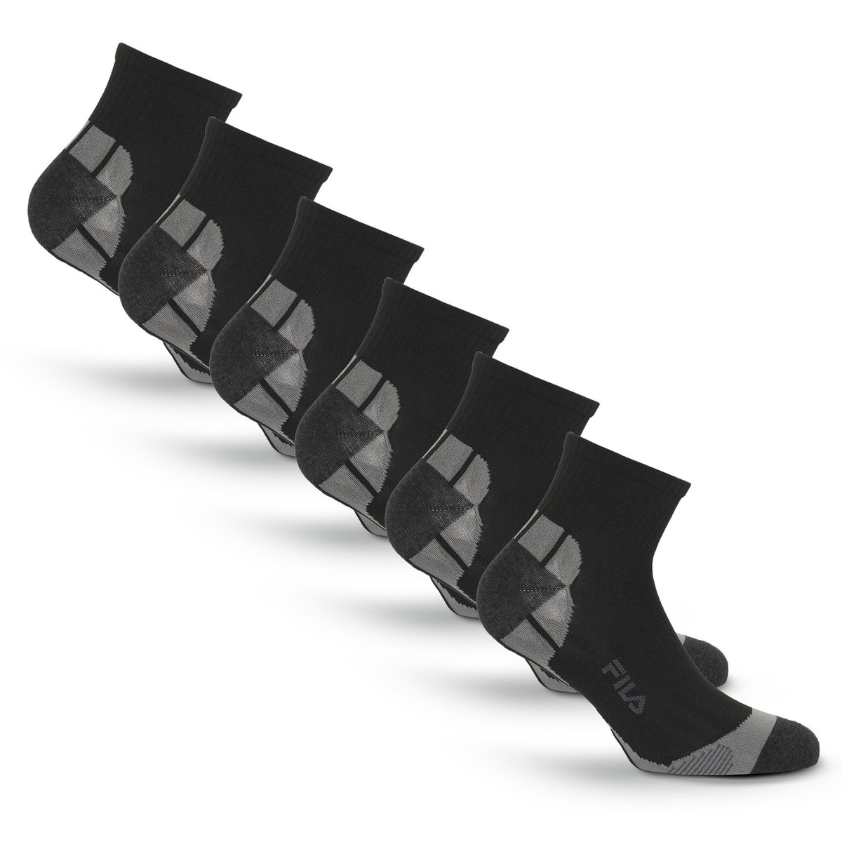 Lot De 6 Chaussettes Quarter noir/gris, FILA