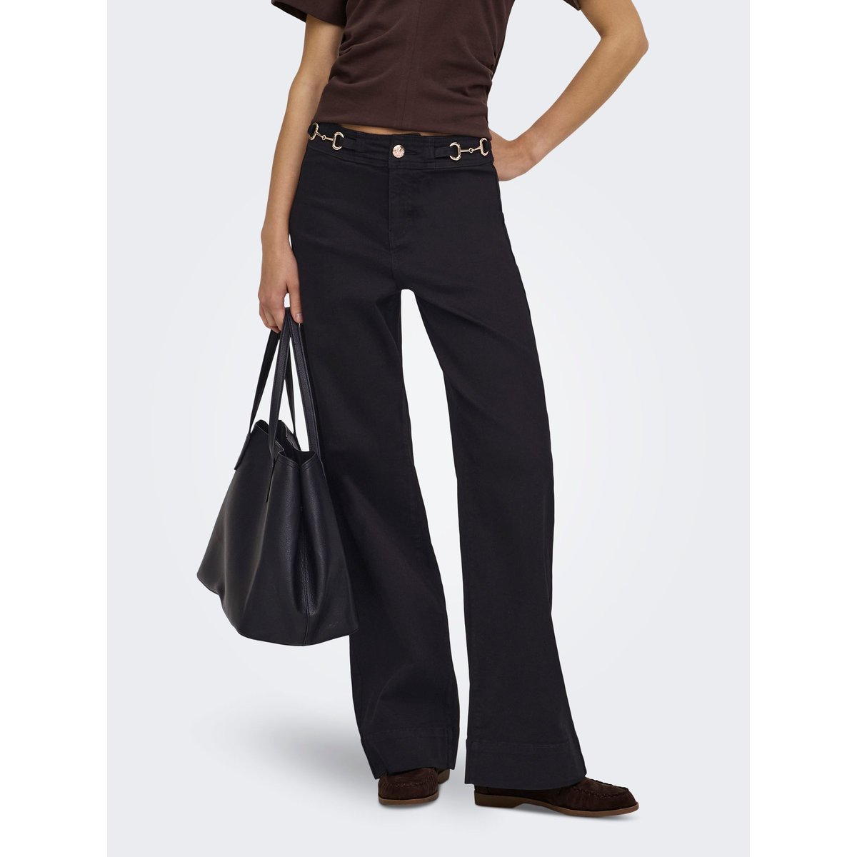Jean À Jambe Large black denim, ONLY