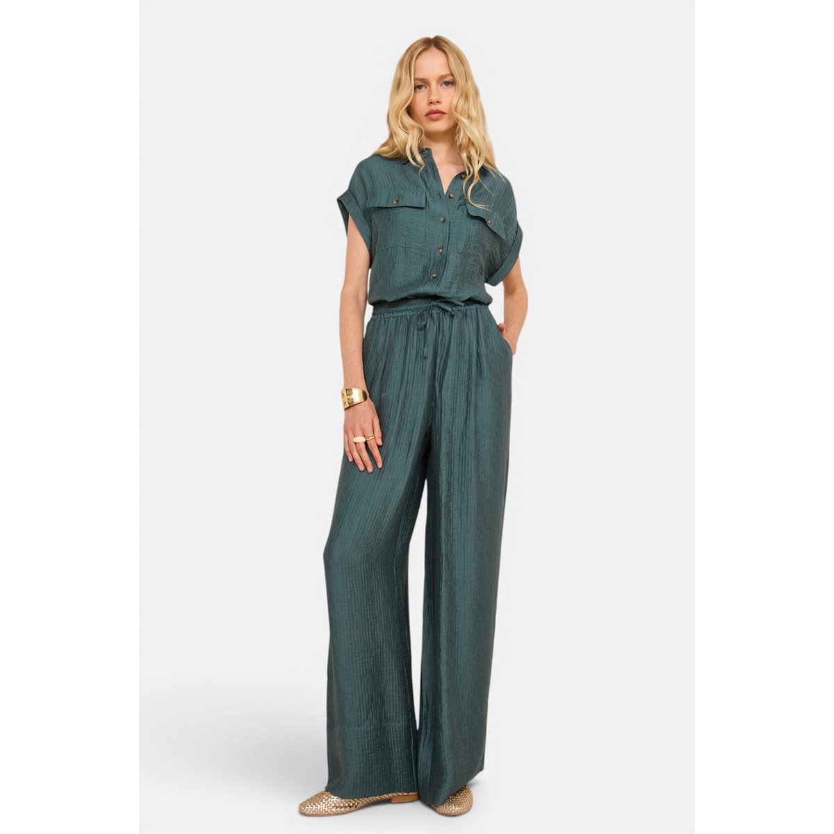 Pantalon fluide et large PRINCE petrole, Maison 123