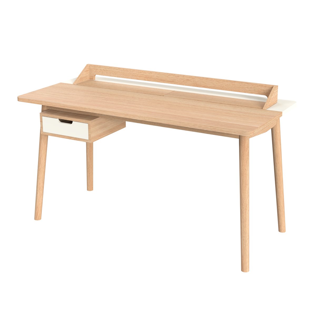 Bureau en chêne avec tiroir et pupitre, HONORÉ blanc, HARTO