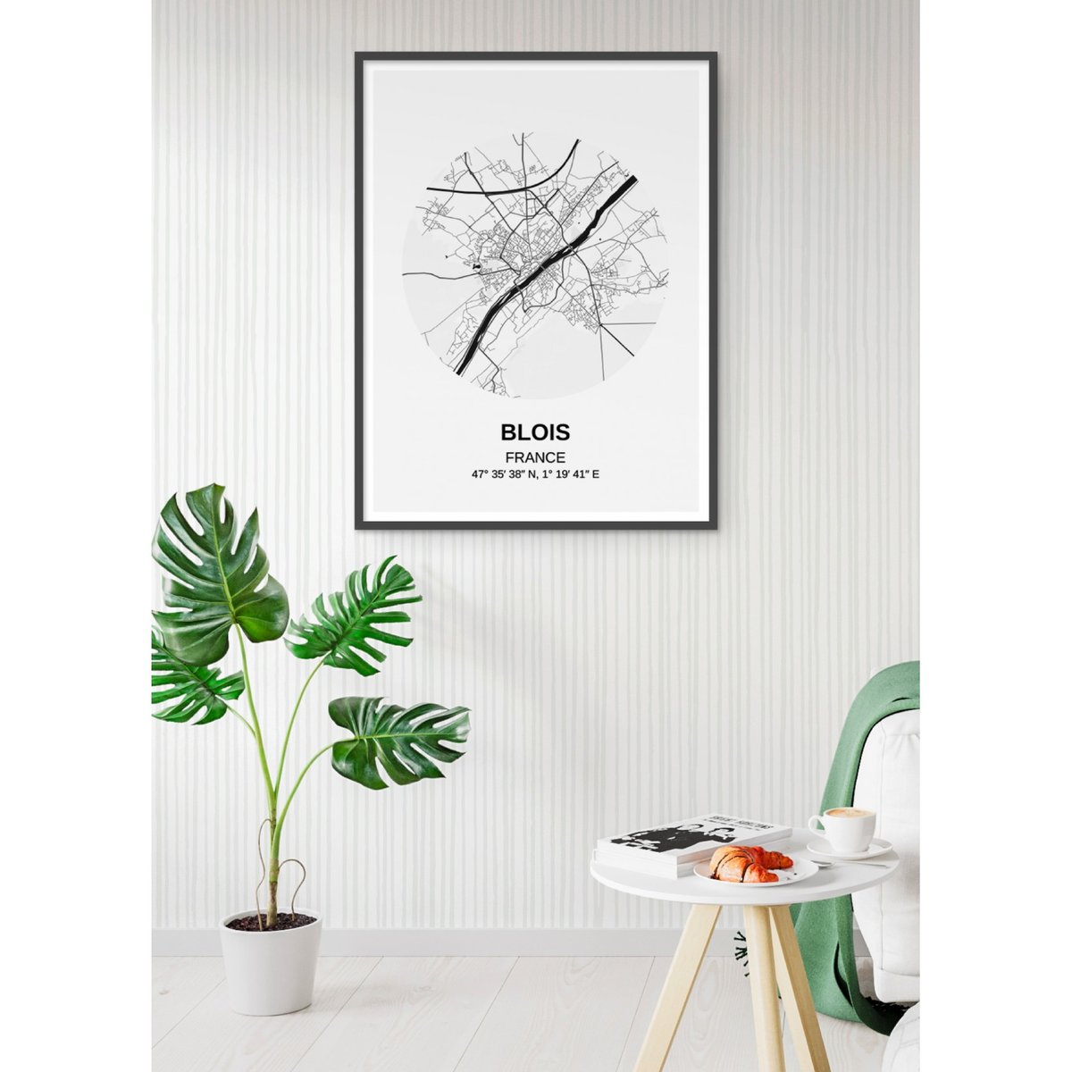 Affiche Carte Blois blanc, L'AFFICHERIE