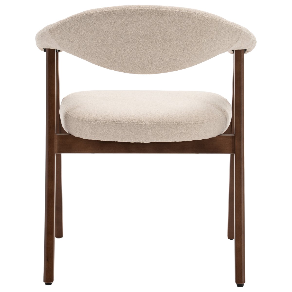 Lot de 2 chaises en bois et tissu boucle, BARBARA beige, bois foncé, HAPPY GARDEN