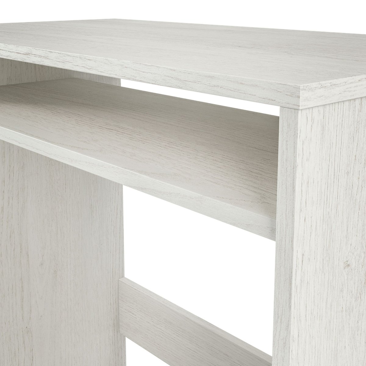 Bureau en bois avec tablette fixe blanc, TERRE DE NUIT