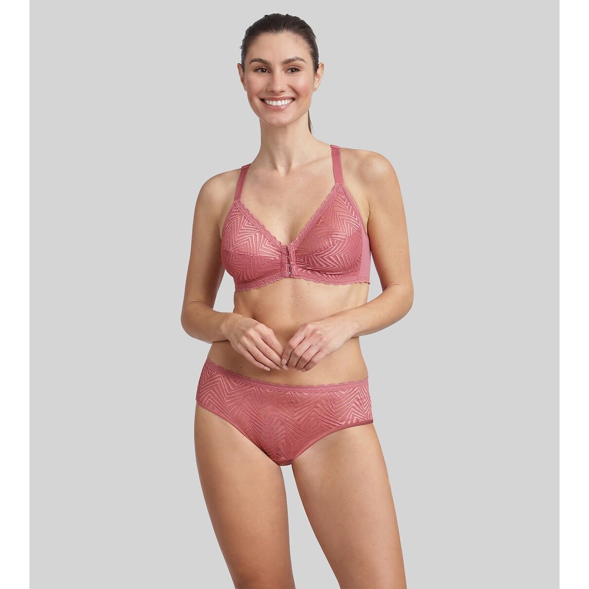 Culotte midi pizzo grafico Ideal Posture dame rose, PLAYTEX