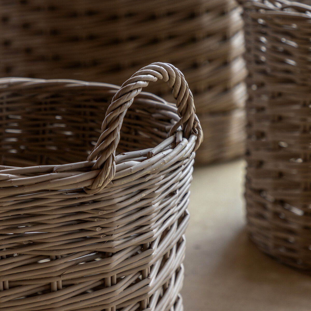 Set of 3 Hand Woven Willow Storage Basket Nests natural, SO'HOME