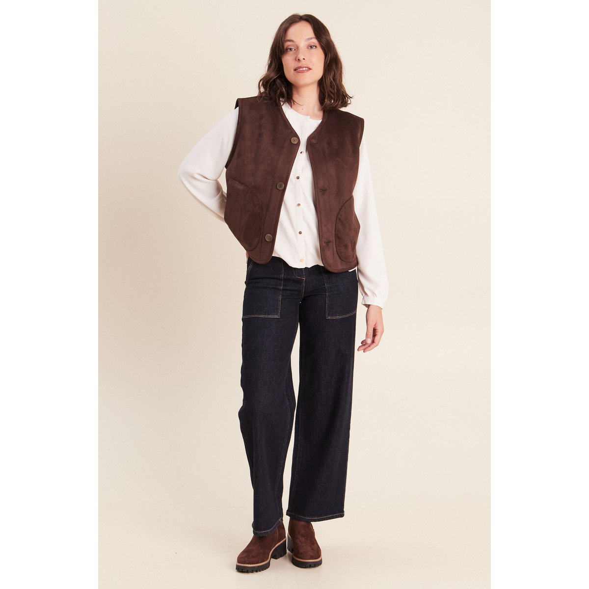 Chemise ample effet boule doublée ivoire, BREAL