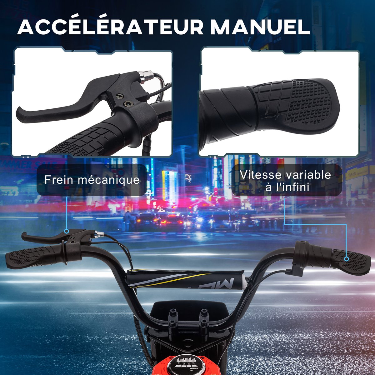 Moto électrique à conducteur assis PP Rouge rouge, HOMCOM