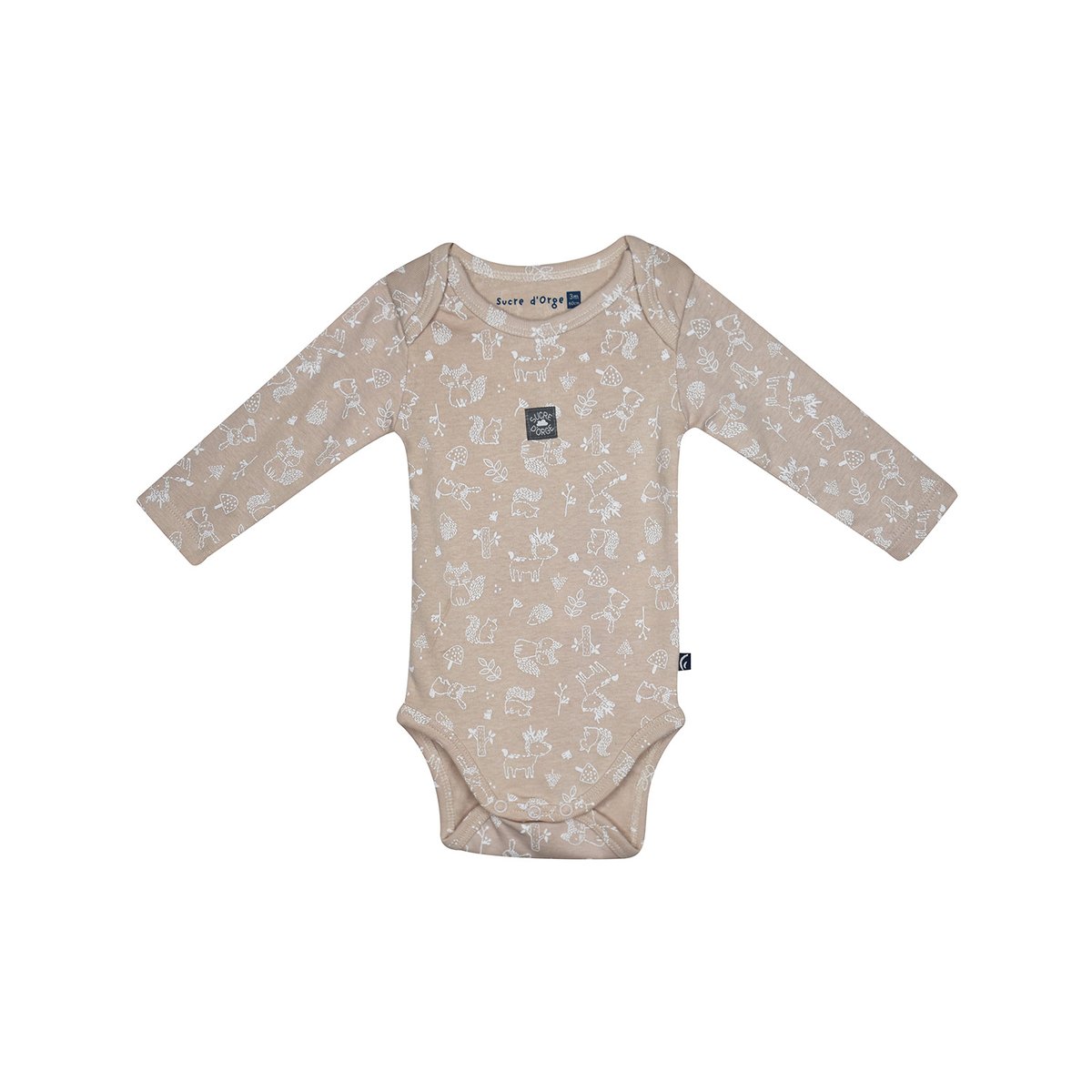 Lot de 3 bodies pantxo manches longues beige, SUCRE D'ORGE