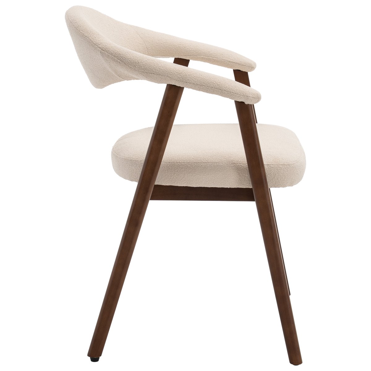 Lot de 2 chaises en bois et tissu boucle, BARBARA beige, bois foncé, HAPPY GARDEN