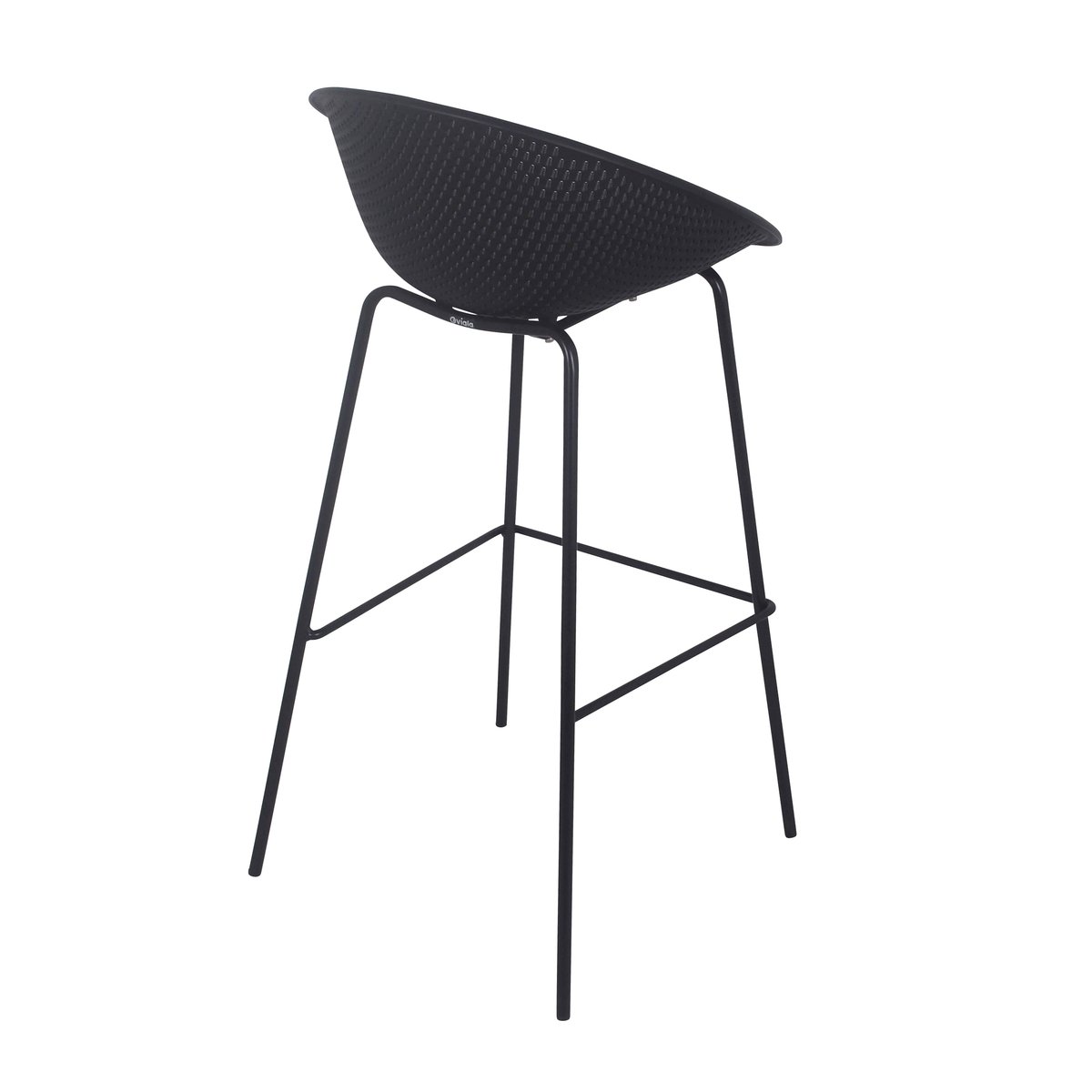 Lot de 4 chaises hautes de terrasse en plastique et acier, BUDA noir, OVIALA