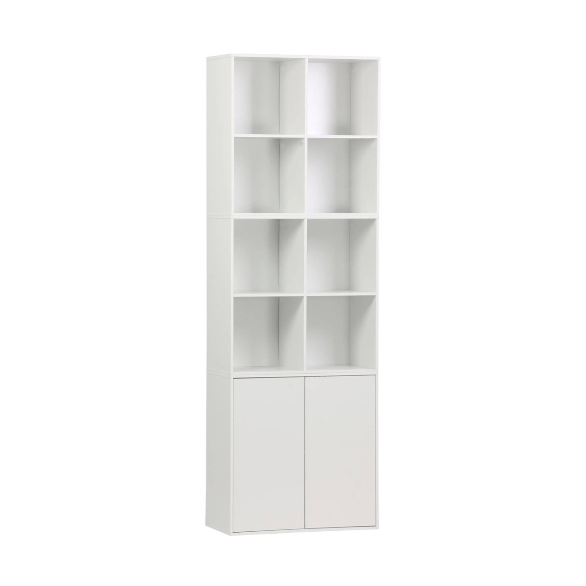 Etagère, bibliothèque modulable décor bois 3 éléments - 2 portes 8 niches KOMPO blanc, SWEEEK
