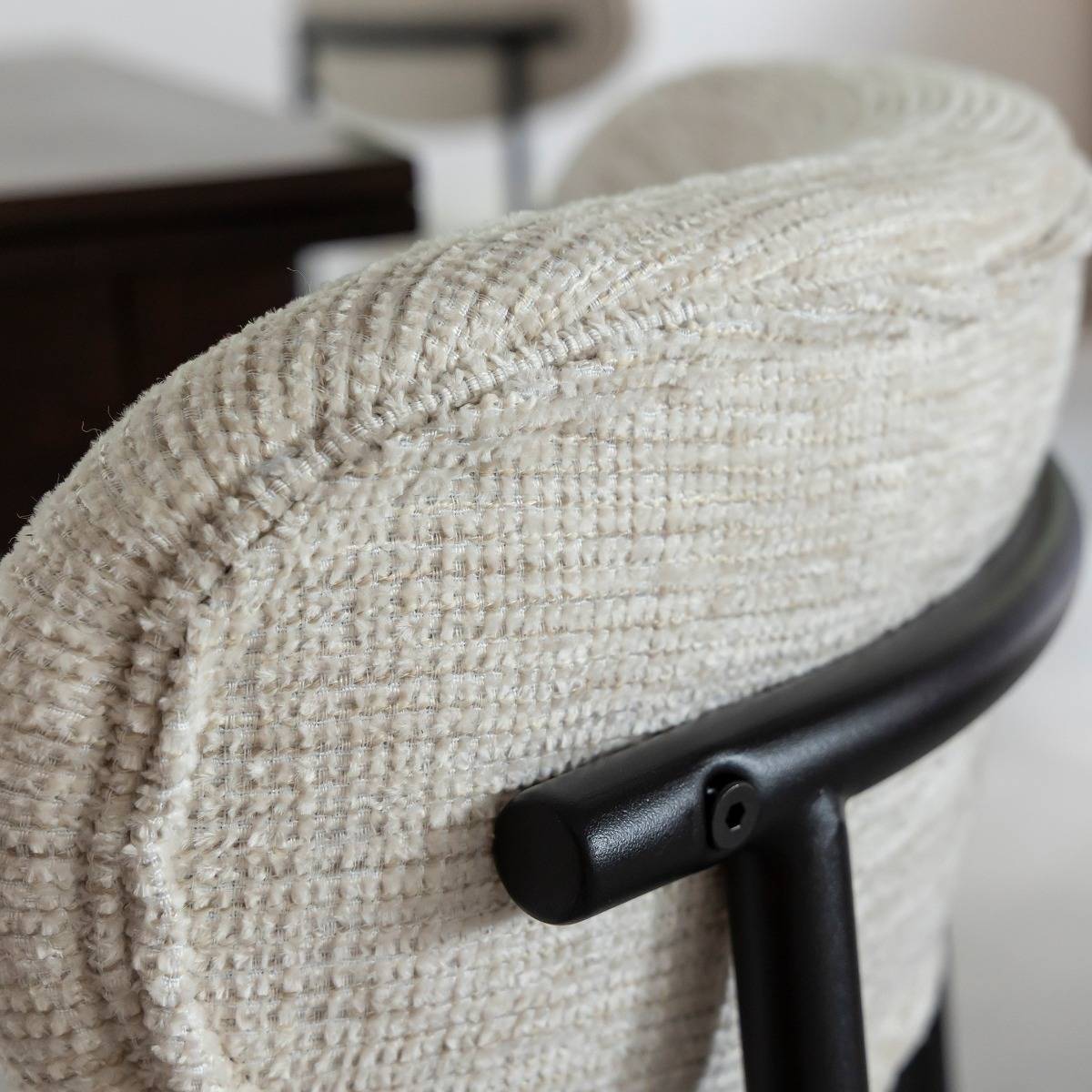 Lot de 2 chaises en tissu et métal JANIS blanc, MADE IN MEUBLES 