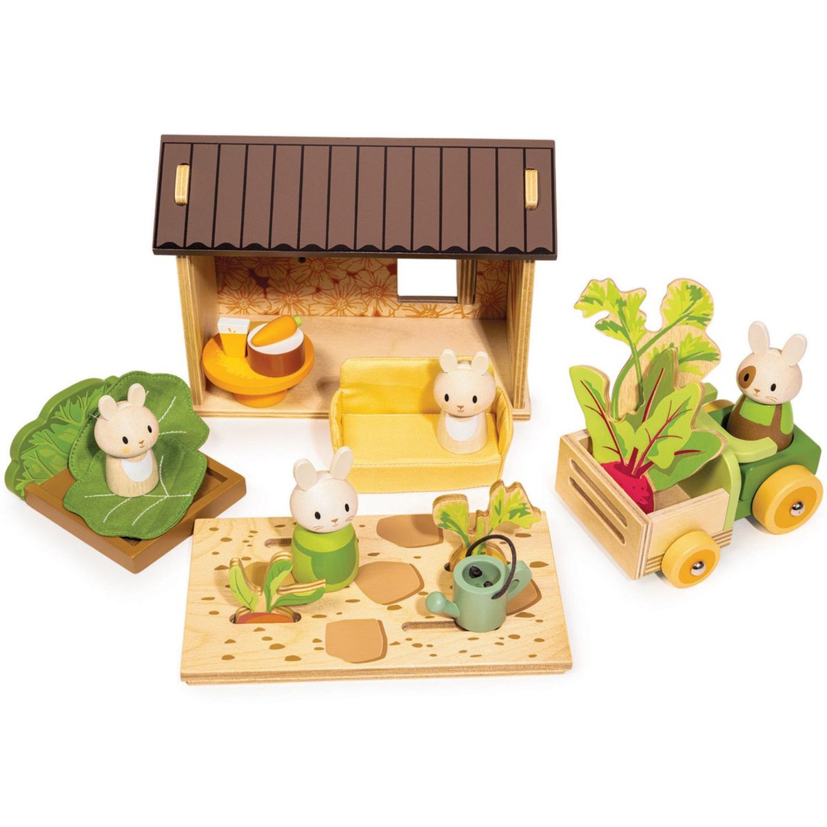 Set de jardin avec lapins multicolore, TENDER LEAF TOYS