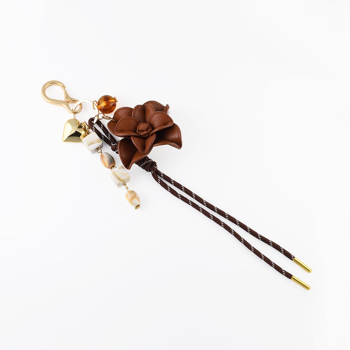 Bijoux de sac fleur et cordon marron marron, BALABOOSTE