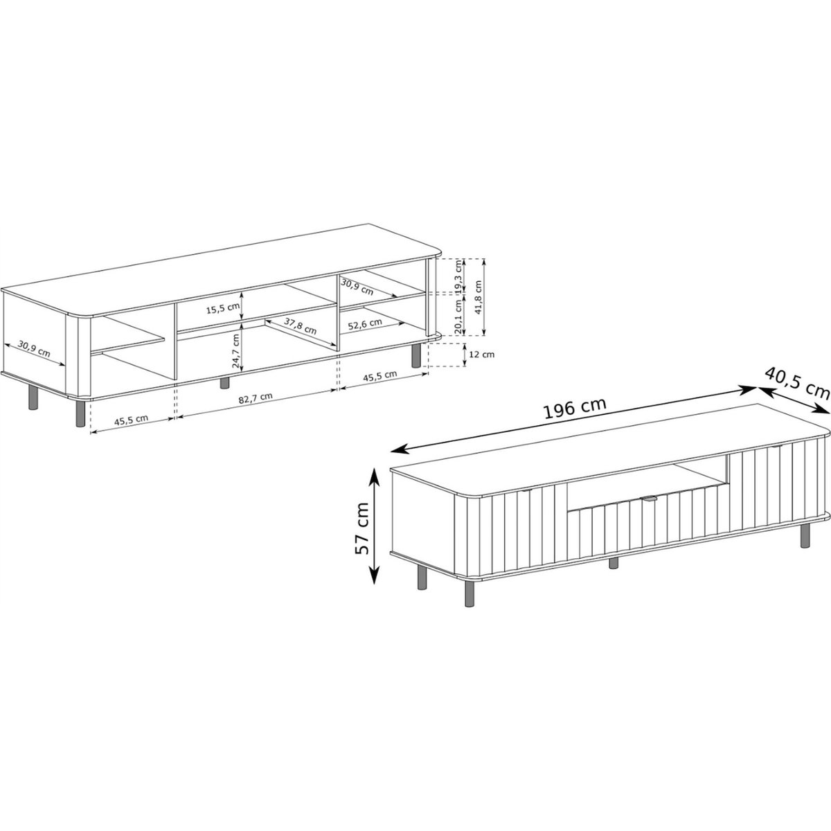 Meuble tv en bois collection NOVADO cachemire mat et noir mat, RECOLLECTION
