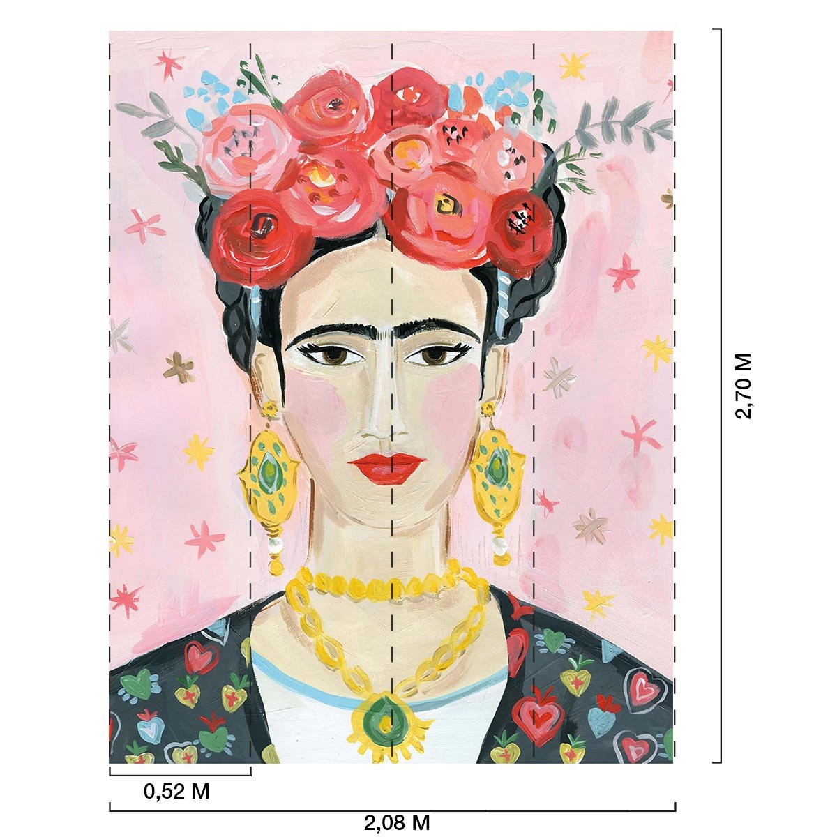 Papier peint roses frida pinkie intissé, HEXOA